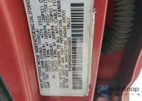 2003 Toyota Tacoma Double Cab Prerunner z USA, uszkodzony, nr VIN 5TEGM92N63Z210865